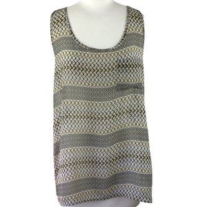 Olive & Oak Tan/Black Geometric Print  Sheer Tank, L